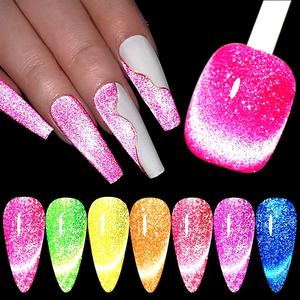 Para Frenshion 1KG <span class=keywords><strong>Fluorescente</strong></span> <span class=keywords><strong>Verde</strong></span> Reflectante Brillo Ojo de gato Gel UV Semipermanente Arte Brillo Esmalte de uñas - Product Image 4