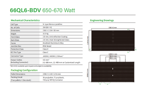แผงโซลาร์เซลล์แบบสองหน้าชนิด NIII โมโนโมดูล 650W 655w 660w 665w 670W ประสิทธิภาพสูง 42.8% - Product Image 5