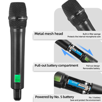 Microphone sans fil UHF dynamique professionnel portatif avec suppression du bruit OEM pour KTV, église, discours, karaoké, amplificateur