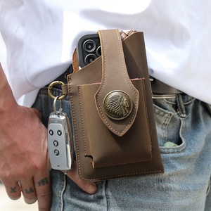 Cell Phone Leather Belt <b>Pouch</b> Mobile Phone Waist Pack Leather Cell Phone Holster with Belt Loop - Product Image 6