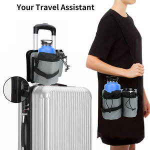 Travel <b>Drink</b> Holder With Shoulder Strap And Zippered Pocket Portable Beverage Insulation Cup Sleeve For Luggage Use - Product Image 3
