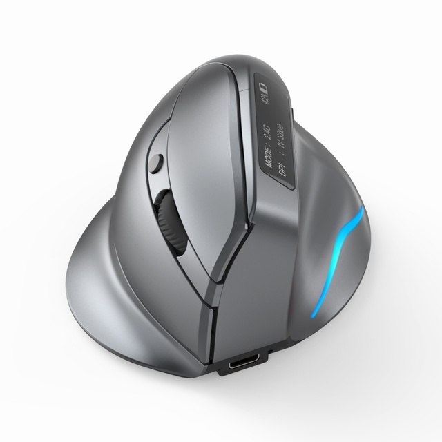 Vertical Wireless Mouse OLED Screen USB LED Backlit Optical Sensor Rechargeable for Computer Laptop Tablet Ergonomic Design mice