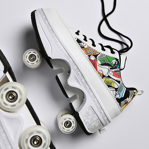 EACH Deformed <strong>Kick</strong> Out Wheel Shoes Skate <strong>Kick</strong> <strong>Roller</strong> Skate Shoes <strong>Roller</strong> Skates Run Shoes for Girls Boys Kids - Product Image 2