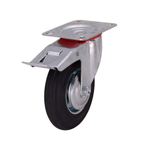 <span class=keywords><strong>Ruedas</strong></span> Industriales Giratorias <span class=keywords><strong>de</strong></span> 4 Pulgadas con Núcleo <span class=keywords><strong>de</strong></span> Hierro y Goma Sólida Negra Rígida, con Placa <span class=keywords><strong>de</strong></span> Zinc y Bloqueo - Product Image 4