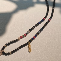 Colliers faits à la main en obsidienne, pierres précieuses naturelles, perles, pierres naturelles, Thangka, amulette bouddhiste, bijoux spirituels pour femmes