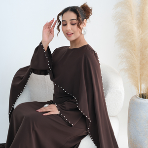 MEXIZO 2026 <span class=keywords><strong>Grossiste</strong></span> Robe Abaya Musulmane Moderne de Luxe Style Aïd, Modèle Cape avec Bordure Perlée pour Usage Quotidien - Product Image 1