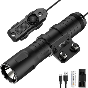 MSH Flashlight 1200 Lumens LED Light Aluminum Alloy with Remote Pressure Switch <b>Rechargeable</b> <b>Batteries</b> <b>Charger</b> Included - Product Image 1