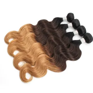 Body wave 1b 4 27 ombre brazilian human hair weave bundle with closure
