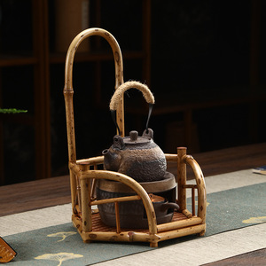 Bamboo <b>Tea</b> Rack Hexagonal <b>Standing</b> Type For Teapot Storage <b>Tea</b> Ceremony Accessories - Product Image 3