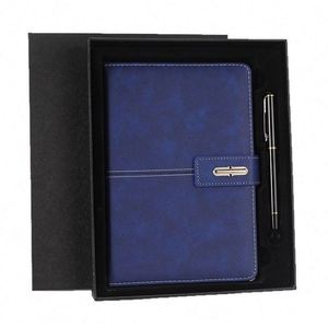 Customizable Blue Leather Notebook Corporate Gift Set A5 Diary Wholesale Promotional Luxury Business Pen USB Drive <b>Note</b> <b>Book</b> Set - Product Image 5
