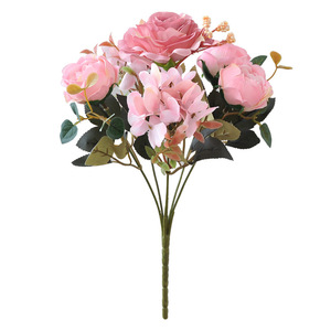 ช่อดอกกุหลาบประดิษฐ์ กลีบดอกฝ้าย สีขาวชมพู ตกแต่งบ้านงานแต่งงาน - Product Image 3