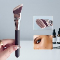 Ensemble de 8 pinceaux de maquillage de luxe à manche en bois et poils synthétiques pour application de fond de teint sur le visage