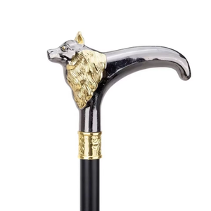 Oro nero lupo T manico di Halloween bastone di autodifesa bastone bastone da passeggio con foglio di ferro all'interno - Product Image 2