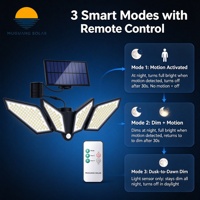 Lampe solaire murale pour villa et jardin, 4 têtes, télécommande, 3 en 1, panneau solaire détachable, 800LM, 222 LED, IP65, étanche