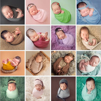 Selimut Pembungkus Bayi Baru Lahir Bahan Katun, Elastis, Polos, Perlengkapan Foto Bayi, Selimut Penerima Bayi untuk Pemotretan Studio