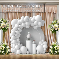 100 ballons blancs de différentes tailles 18" 12" 10" 5" Kit d'arche de guirlande de ballons écologiques pour Halloween, Pâques, anniversaire