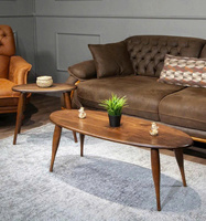 Massiver Walnussholz-Couchtisch Oval Ellipse Rechteckig Mid-Century Modern Handgefertigter Beistelltisch Großhandelspreis