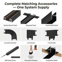 Sistema de Iluminación Magnética MT26 48V, Iluminación LED Regulable CRI90, Venta al por Mayor, Proveedor para Proyectos Comerciales, Hoteles y Villas