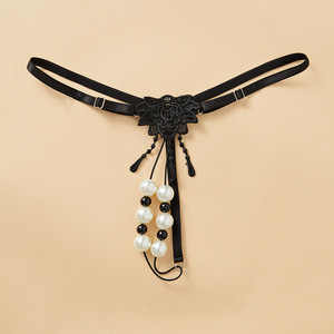 Tanga Sexy para Mujer Ding Zhi Mei, Blanco y Negro, Cintura Ajustable, Doble Hilera de Perlas, Masaje, Cómoda, Accesorios Íntimos - Product Image 2
