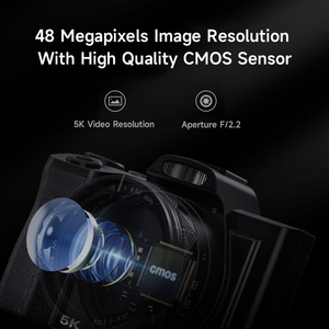 Máy ảnh kỹ thuật số mirrorless 5K thân thiện với người mới bắt đầu, chụp ảnh 48MP, tự động lấy nét, quay vlog, có đèn flash, kiểu máy ảnh DSLR - Product Image 3