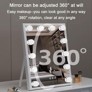 For <b>Vanity</b> Cosmetic <b>Mirror</b> 12 Blue <b>LED</b> Lights Dimmable USB Charging Port 3 Color Modes Touch Screen Magnifying Feature - Product Image 3