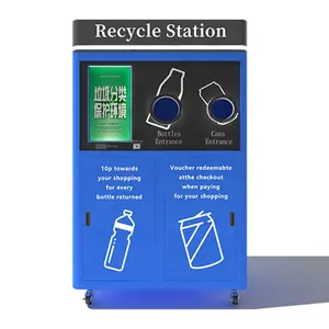 Reciclaje de recompensas Máquina de reciclaje de botellas de bebidas inteligentes Máquina expendedora inversa RVM con compactador, sin escáner ni IA