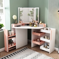 Nouvelle Mode Moderne Meubles De Stockage De Grande Capacité Coin Rose Miroir de bureau de Maquillage Coiffeuse
