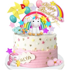 Nouvelles décorations de <span class=keywords><strong>gâteau</strong></span> <span class=keywords><strong>licorne</strong></span> et arc-en-ciel boules colorées décorations de <span class=keywords><strong>gâteau</strong></span> pour bébé douche filles fournitures de fête d'anniversaire - Product Image 1