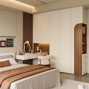 Armoire de <span class=keywords><strong>dressing</strong></span> contemporaine <span class=keywords><strong>en</strong></span> bois <span class=keywords><strong>en</strong></span> forme de L, convertible et <span class=keywords><strong>en</strong></span> kit, avec étagères ouvertes pour projet - Product Image 1
