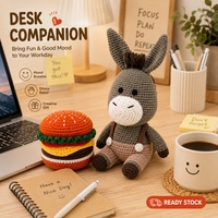 Jouet en peluche au crochet tendance : âne, chat hamburger, animaux amigurumi tricotés à la main, jouets pour animaux de compagnie, vente en gros disponible