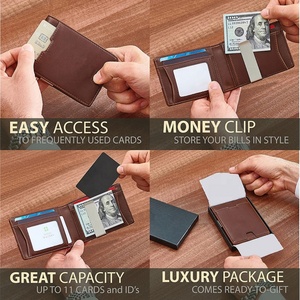 Custom Your Logo Mens <b>Wallet</b> Slim Front Pocket <b>RFID</b> <b>Blocking</b> Money Clip Leather <b>Wallet</b> - Product Image 2