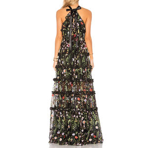 Vestido de fiesta de encaje de malla bordada Vestido elegante de gama alta con cuello largo sin mangas - Product Image 2