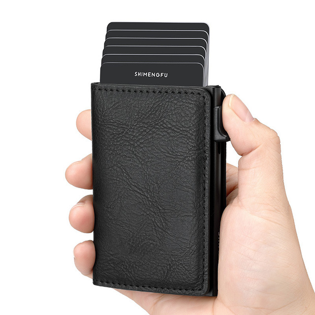 Luxury RFID Blocking Aluminum Pop up Card Holder Wallet Slim Anti-Theft Smart Wallet for Men Women Travel Business Daily Use