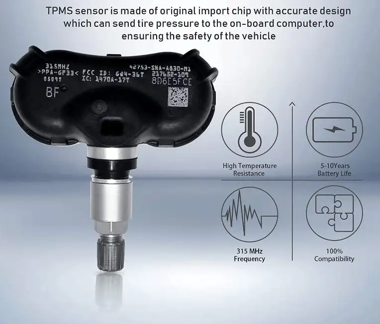 Insight Tire Pressure Sensor 42753-SNA-A830 42753-SNA-A830-M1 For Acura CSX Honda Fit CR-Z Odyssey Touring Insight Element Civic Hybrid