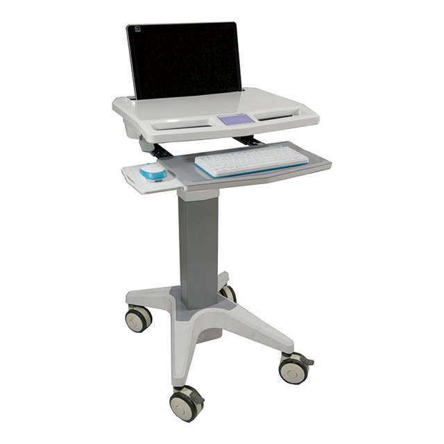 Modern Design Hospital Mobile Laptop Desk Cart Stand Adjustable Portable Computer Trolley Silent Casters Aluminum ABS Central
