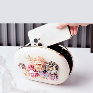 Bolso de mano floral 3D para la noche, bolso ovalado con asa y cadena desmontable, elegante cartera para <span class=keywords><strong>mujer</strong></span> para bodas y fiestas - Product Image 5