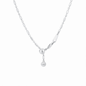 Collier extensible en platine Pt950 blanc brillant opulent avec maillons en perles octogonales pour soirée, bijou statement féminin - Product Image 1