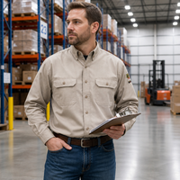 Chemise de travail pour homme en coton ignifuge NFPA2112 CAT2 pour la soudure et l'industrie pétrolière et gazière
