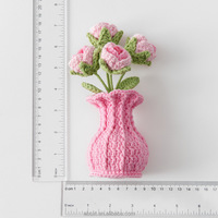 Décoration de bureau à domicile : Plante en pot artificielle en fil crocheté, rose tricotée à la main