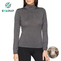 Chemises pour femmes en laine mérinos et nylon, col 1/4 zip, 180g, sous-vêtements thermiques à manches longues, col rond