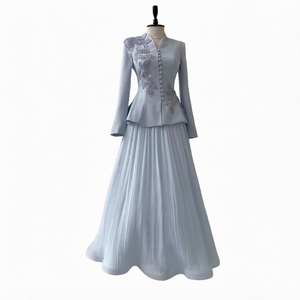 New Women Adults Breathable Polyethersulfone Wrinkled Heavy Work Elegant Tie Dye Floor Length Waist Tie <b>Pleated</b> <b>Skirt</b> Set Modest - Product Image 1