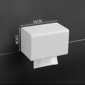 Porte-papier mural carré en plastique 16 cm x 13,5 cm, boîte à mouchoirs moderne minimaliste pour salle de bain - Product Image 4