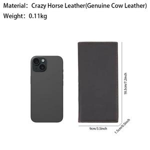 Portefeuille long et fin AndoBag pour homme, en cuir de vachette véritable, cuir Crazy Horse vintage, porte-cartes grande capacité, porte-téléphone 1449 - Product Image 2