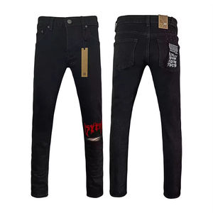 Jeans en denim Hip Hop de haute qualité pour hommes, pantalon <span class=keywords><strong>crayon</strong></span>, effet empilé, Y2K, broderie usée, streetwear, marque de luxe Ksubis - Product Image 1