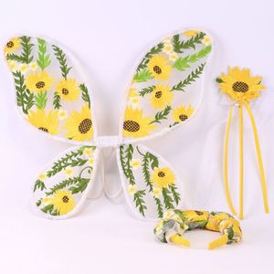 3PCS/set Performance Props Sunflower Embroidery Kids Butterfly Wings Set with <b>Headband</b> Fairy Wand - Product Image 5
