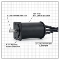 Moteur Inrunner Étanche IP68 20kW D107L165 95, 107, 120, 140, 160, 192KV 50-70km/h pour E-foil Planche de Surf Électrique Refroidie par Eau CE