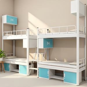 Lits superposés modernes en métal en gros avec rangement gain de place, montage facile, adaptés aux écoles, appartements et salons - Product Image 6