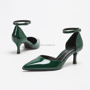6002-4 Escarpins Femme Cuir Verni Été Sandales à Bride Cheville Bout Pointu Côté Ouvert Respirant Sexy Talons Aiguilles 6cm Chaussures - Product Image 2