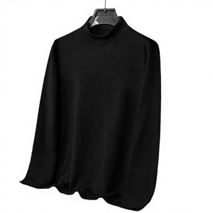 Camiseta de Manga Larga para Hombre, Color Sólido, Cuello Medio Alto, de Terciopelo, Cálida, para Otoño e Invierno, Venta al Por Mayor para Comercio Exterior - Product Image 4