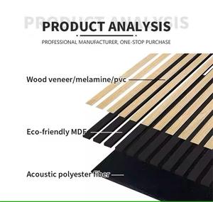 モダンクラシック木目MDFコーティングPVC防水木製壁パネル屋内壁ホームシアターシステム - Product Image 3